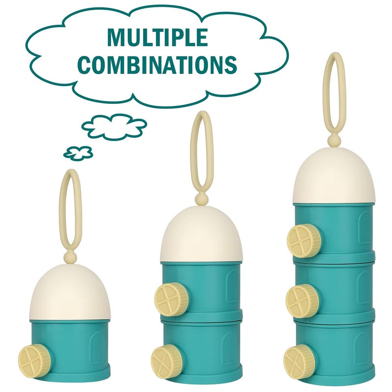 accmor Formula Dispenser On The Go, 3 Layers Stackable Formula Container to Go, Non-Spill Portable Milk Powder Baby & Kids Snack Container, Green - Image 2